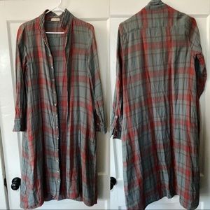 Free People x CP Shades Flannel Plaid Button Down Dress or Duster - Sz M
